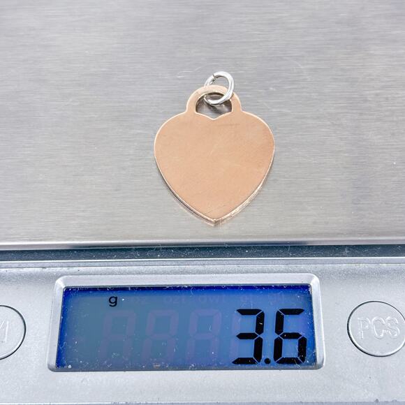 Vintage Sterling Silver 925 Rose Gold Tone Engravable Heart Dog Tag Charm - Picture 7 of 7